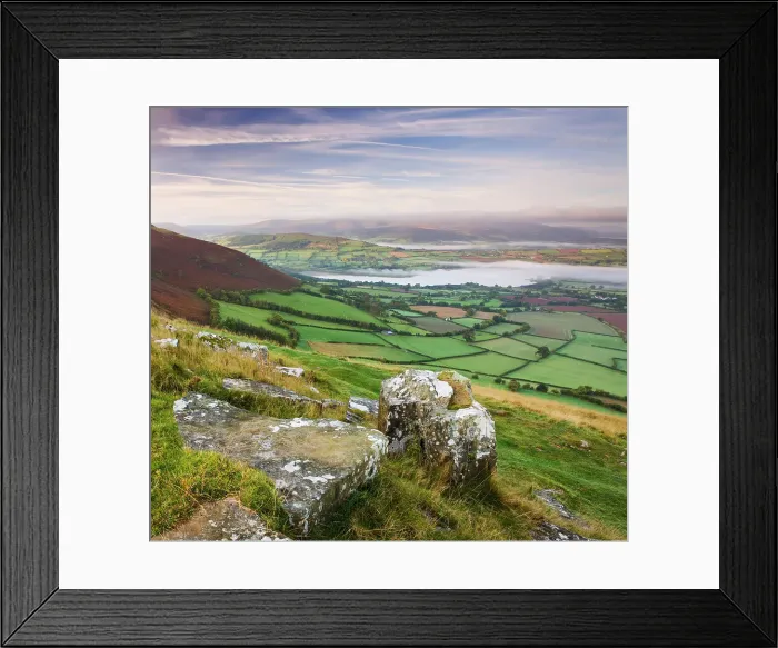 Framed Print : Mist shrouded Llangose Lake and surrounding landscape at dawn, Brecon Beacons National Park, Powys, Wales, UK. Autumn (October) 2009 Framed Print : Mist shrouded Llangose Lake and surrounding landscape at dawn, Brecon Beacons National Park, Powys, Wales, UK. Autumn (October) 2009