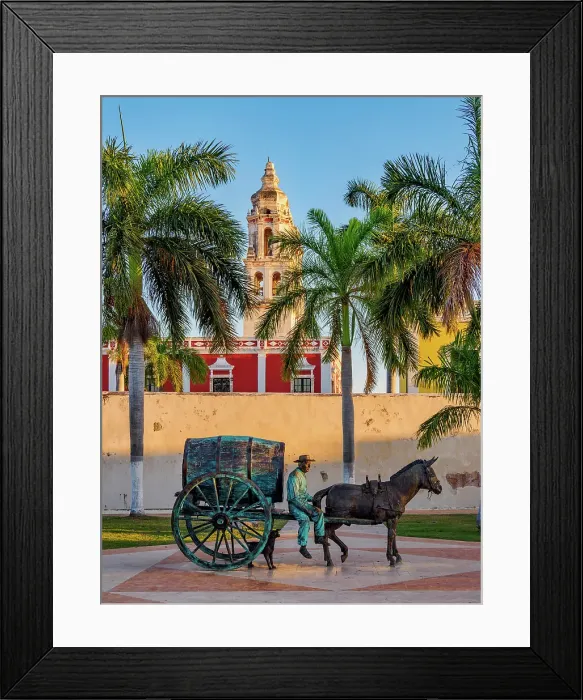 Framed Print : Horse-drawn Cart Sculpture in Parque de Las Banderas, Campeche City, Campeche State, Mexico Framed Print : Horse-drawn Cart Sculpture in Parque de Las Banderas, Campeche City, Campeche State, Mexico