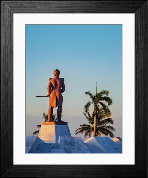 Framed Print : Pedro Sainz de Baranda and Borreyro Statue at the waterfront, sunset, Campeche City, Campeche State, Mexico Framed Print : Pedro Sainz de Baranda and Borreyro Statue at the waterfront, sunset, Campeche City, Campeche State, Mexico