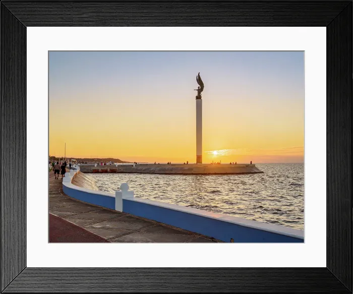 Framed Print : The Mayan Angel monument at the Waterfront, sunset, Campeche City, Campeche State, Mexico Framed Print : The Mayan Angel monument at the Waterfront, sunset, Campeche City, Campeche State, Mexico
