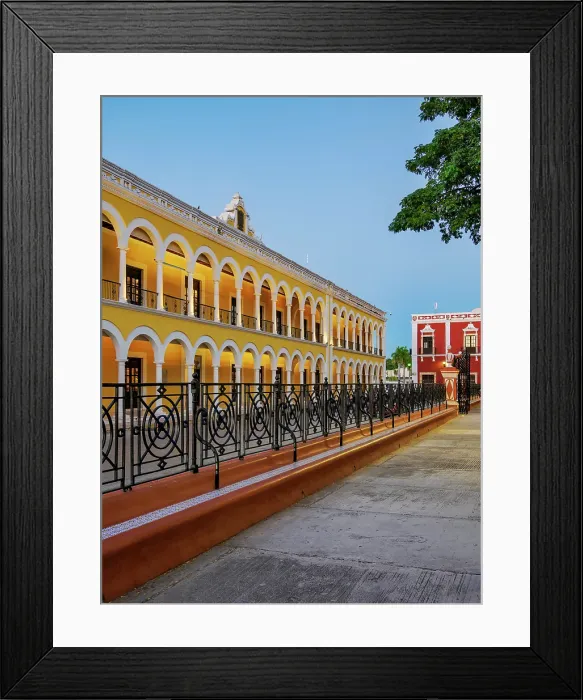 Framed Print : Campeche Library Building at dusk, Independence Square, Campeche City, Campeche State, Mexico Framed Print : Campeche Library Building at dusk, Independence Square, Campeche City, Campeche State, Mexico
