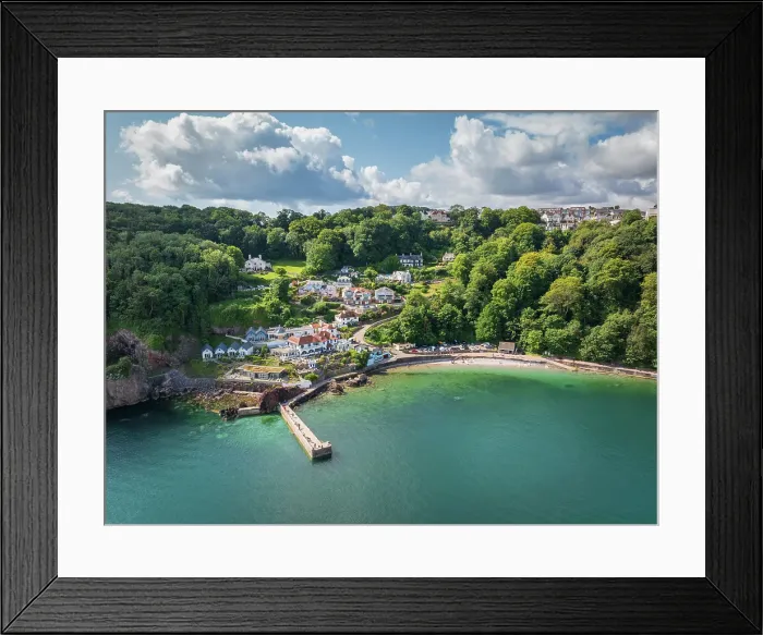 Framed Print : Aerial view of Babbacombe Beach and village in Torbay, Devon, England. Summer (July) 2024 Framed Print : Aerial view of Babbacombe Beach and village in Torbay, Devon, England. Summer (July) 2024