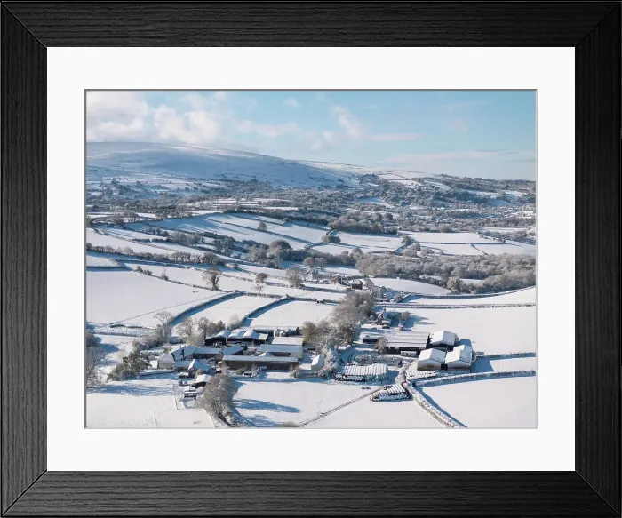 Framed Print : Snow covered rural farm in Dartmoor National Park, Devon, England. Autumn (November) 2024 Framed Print : Snow covered rural farm in Dartmoor National Park, Devon, England. Autumn (November) 2024