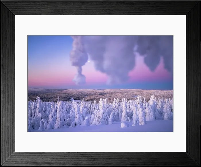 Framed Print : Ice sculptures wrapped in snow in the surreal winter landscape at dawn, Riisitunturi National Park, Posio, Lapland, Finland Framed Print : Ice sculptures wrapped in snow in the surreal winter landscape at dawn, Riisitunturi National Park, Posio, Lapland, Finland
