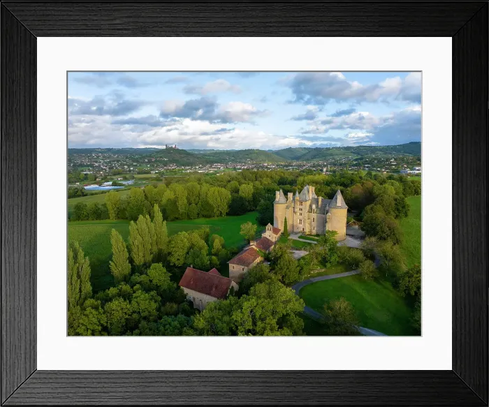 Framed Print : Aerial view of the chateau de Montal, Lot, Occitanie, France Framed Print : Aerial view of the chateau de Montal, Lot, Occitanie, France