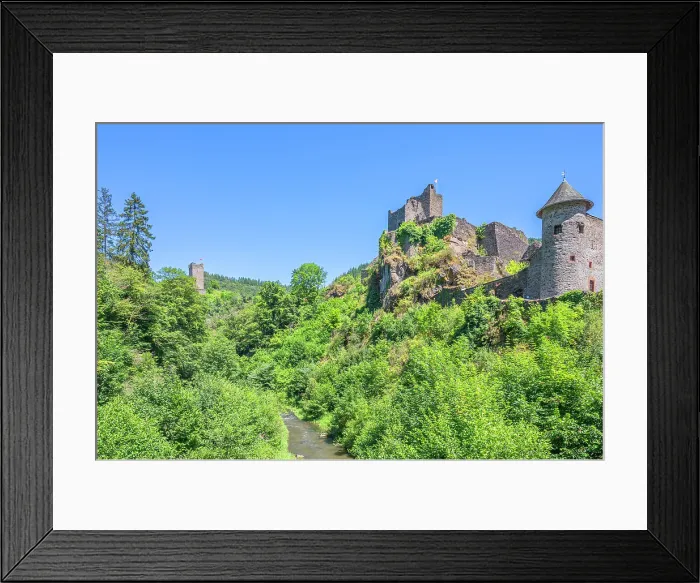 Framed Print : Ober- and Niederburg with river Lieser, Manderscheid castles, Eifel, Rhineland-Palatinate, Germany Framed Print : Ober- and Niederburg with river Lieser, Manderscheid castles, Eifel, Rhineland-Palatinate, Germany