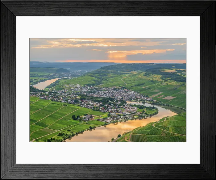 Framed Print : Sunset seen from five-lake-viewpoint near Mehring, Mosel, Rhineland-Palatinate, Germany
