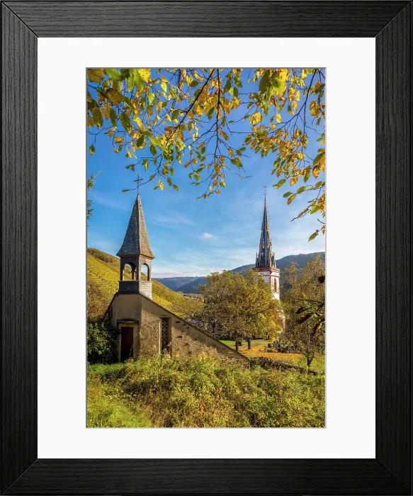 Framed Print : Church of St. Martin and chapel in the old town of Ediger, Ediger-Eller, Mosel, Rhineland-Palatinate, Germany Framed Print : Church of St. Martin and chapel in the old town of Ediger, Ediger-Eller, Mosel, Rhineland-Palatinate, Germany