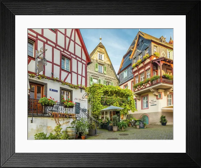Framed Print : Historic houses in the old town of Beilstein on the Moselle, Mosel, Rhineland-Palatinate, Germany Framed Print : Historic houses in the old town of Beilstein on the Moselle, Mosel, Rhineland-Palatinate, Germany