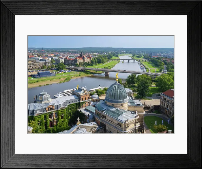 Framed Print : Glass dome of the Academy of Arts with golden Fama near Carola Bridge over Elbe River, Dresden, Saxony, Germany Framed Print : Glass dome of the Academy of Arts with golden Fama near Carola Bridge over Elbe River, Dresden, Saxony, Germany