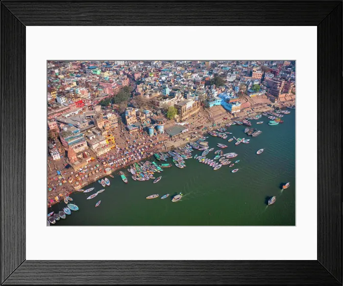 Framed Print : Aerial view of Varanasi, the spiritual capital of India and Ghats in Varanasi at Ganges river in Varanasi, Uttar Pradesh, India Framed Print : Aerial view of Varanasi, the spiritual capital of India and Ghats in Varanasi at Ganges river in Varanasi, Uttar Pradesh, India