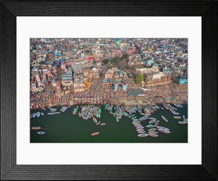 Framed Print : Aerial view of Varanasi, the spiritual capital of India and Ghats in Varanasi at Ganges river in Varanasi, Uttar Pradesh, India Framed Print : Aerial view of Varanasi, the spiritual capital of India and Ghats in Varanasi at Ganges river in Varanasi, Uttar Pradesh, India