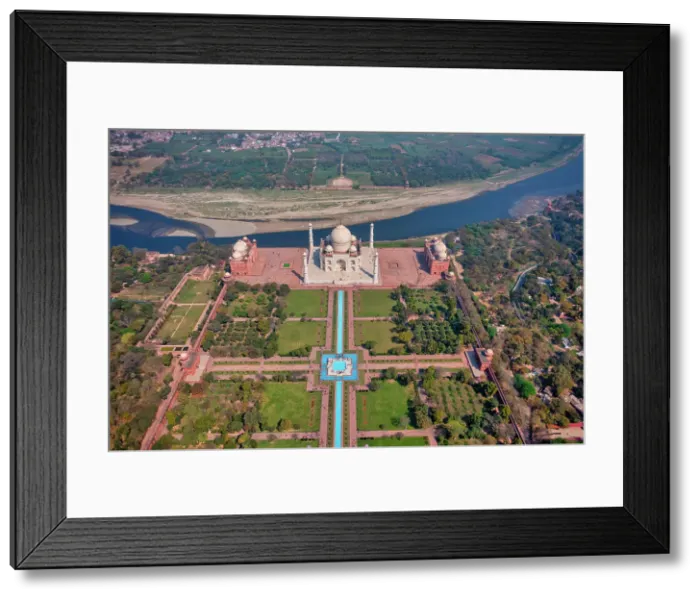 Framed Print : Aerial view of the Taj Mahal along Yamuna river, Agra, Uttar Pradesh, India Framed Print : Aerial view of the Taj Mahal along Yamuna river, Agra, Uttar Pradesh, India