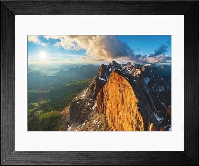 Framed Print : Ethereal lights of sunset over Roda Di Vael and Catinaccio Rosengarten mountain range, Val di Fassa, South Tyrol, Dolomites, Italy Framed Print : Ethereal lights of sunset over Roda Di Vael and Catinaccio Rosengarten mountain range, Val di Fassa, South Tyrol, Dolomites, Italy