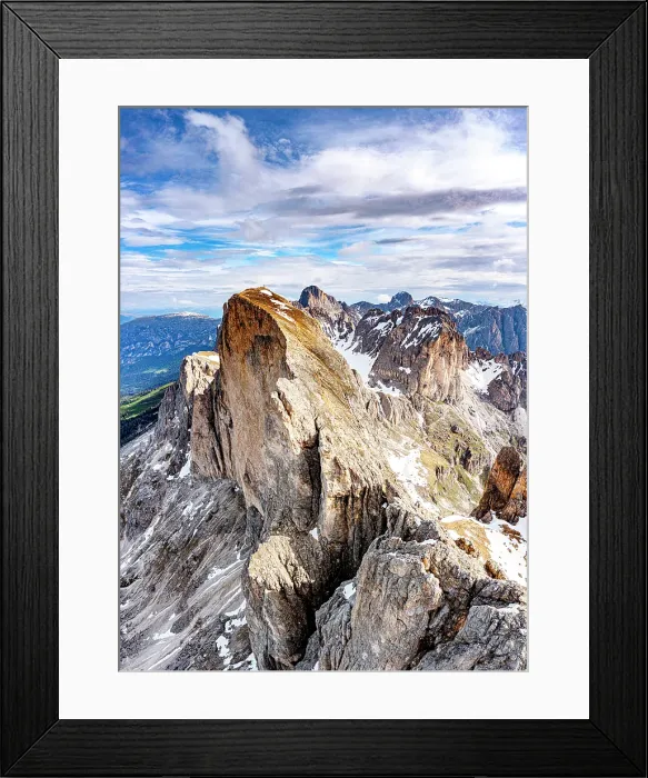 Framed Print : Clouds over Roda di Vael rock peaks with Catinaccio Rosengarten mountain range on background, Dolomites, South Tyrol, Italy Framed Print : Clouds over Roda di Vael rock peaks with Catinaccio Rosengarten mountain range on background, Dolomites, South Tyrol, Italy