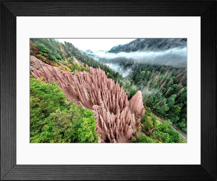Framed Print : Spiked rock pillars of the earth pyramids in the autumn woods, Soprabolzano, Renon / Ritten, Bolzano, South Tyrol, Italy Framed Print : Spiked rock pillars of the earth pyramids in the autumn woods, Soprabolzano, Renon / Ritten, Bolzano, South Tyrol, Italy