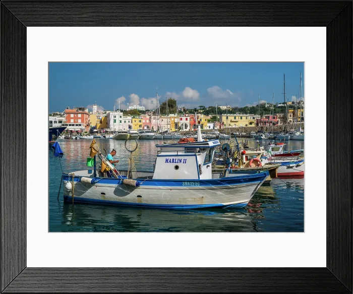 Framed Print : Colorful houses in Chiaiolella, Procida, Campania, Italy Framed Print : Colorful houses in Chiaiolella, Procida, Campania, Italy