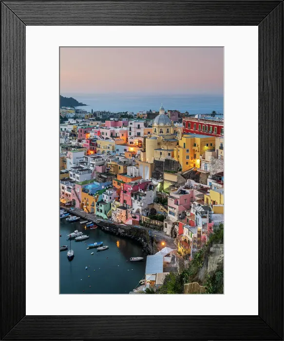 Framed Print : Colorful houses in Chiaiolella, Procida, Campania, Italy Framed Print : Colorful houses in Chiaiolella, Procida, Campania, Italy