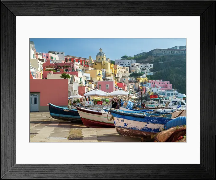 Framed Print : Picturesque view of Corricella, Procida, Campania, Italy Framed Print : Picturesque view of Corricella, Procida, Campania, Italy