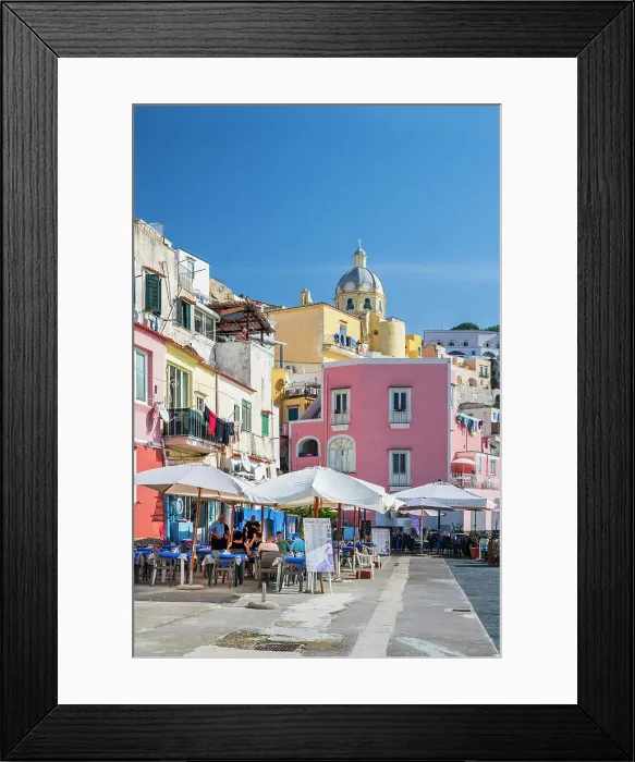 Framed Print : Sidewalk cafe in Corricella, Procida, Campania, Italy