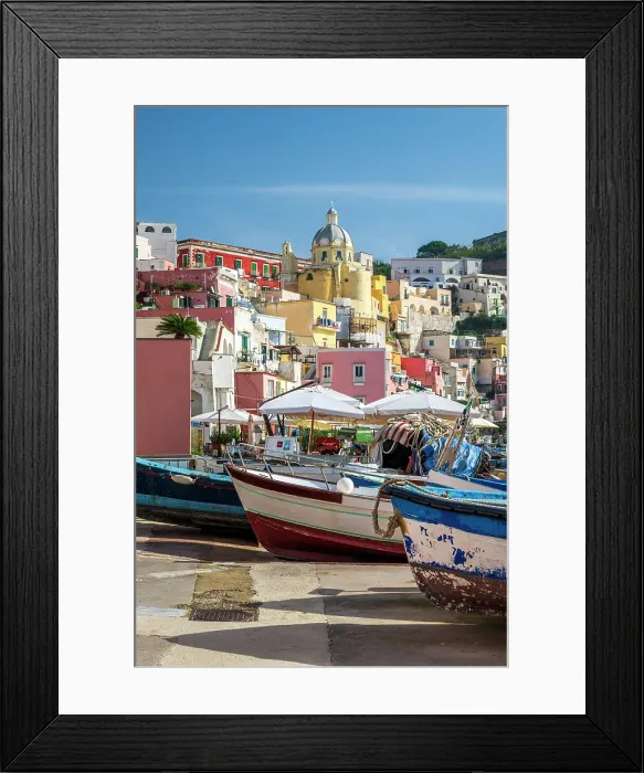 Framed Print : Picturesque view of Corricella, Procida, Campania, Italy Framed Print : Picturesque view of Corricella, Procida, Campania, Italy