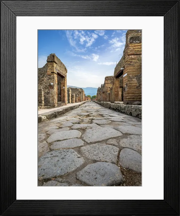 Framed Print : Via dell'Abbondanza street, Archaeological area of Pompeii, Pompei, Campania, Italy Framed Print : Via dell'Abbondanza street, Archaeological area of Pompeii, Pompei, Campania, Italy