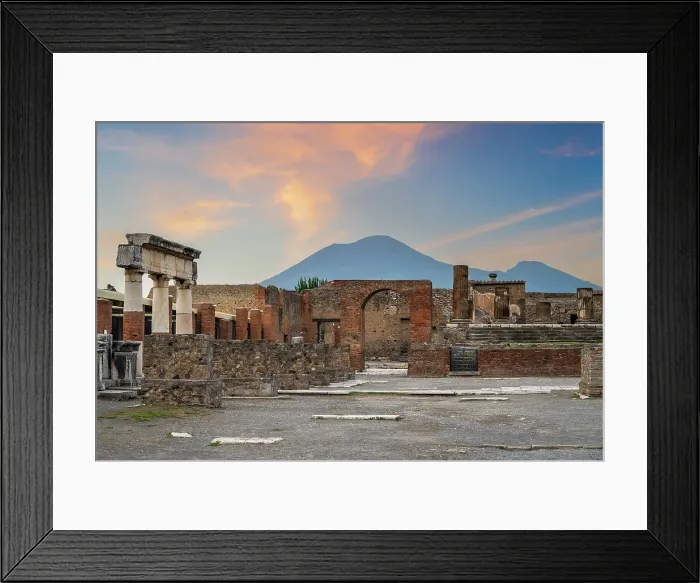 Framed Print : Temple of Jupiter with Mount Vesuvius in the background, Archaeological area of Pompeii, Pompei, Campania, Italy Framed Print : Temple of Jupiter with Mount Vesuvius in the background, Archaeological area of Pompeii, Pompei, Campania, Italy