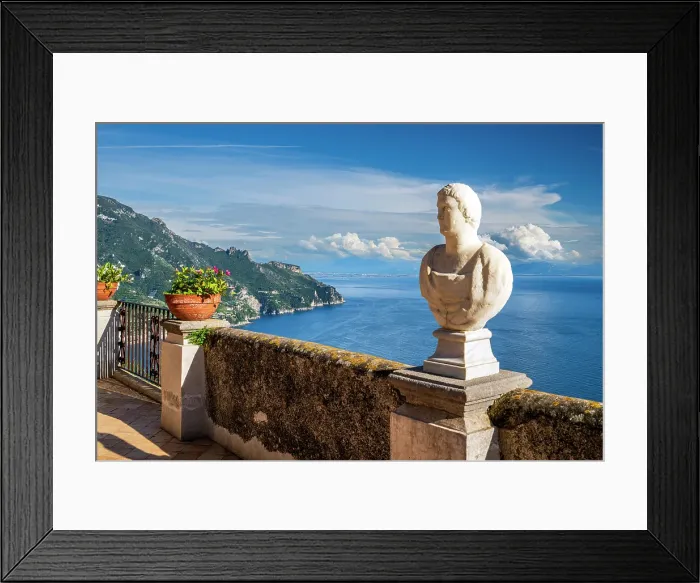 Framed Print : Terrazza dell'Infinito scenic belvedere, Villa Cimbrone, Ravello, Amalfi coast, Campania, Italy Framed Print : Terrazza dell'Infinito scenic belvedere, Villa Cimbrone, Ravello, Amalfi coast, Campania, Italy