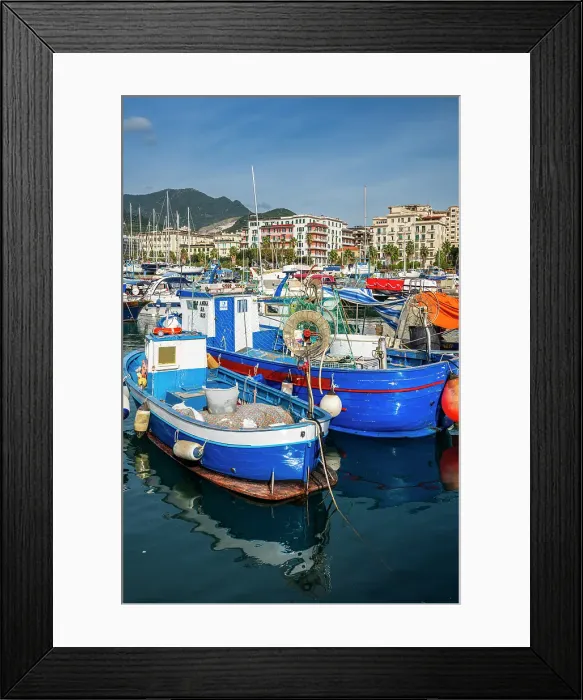 Framed Print : Marina and city skyline, Salerno, Campania, Italy Framed Print : Marina and city skyline, Salerno, Campania, Italy
