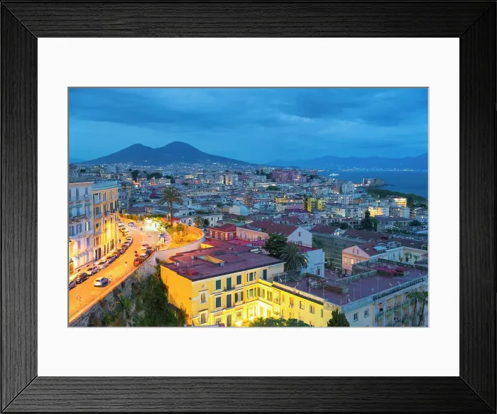 Framed Print : Blue hour over Naples from a terrace in Chiaia, Campania Framed Print : Blue hour over Naples from a terrace in Chiaia, Campania