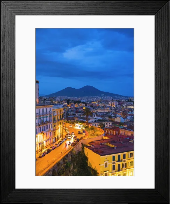 Framed Print : Blue hour over Naples from a terrace in Chiaia, Campania Framed Print : Blue hour over Naples from a terrace in Chiaia, Campania
