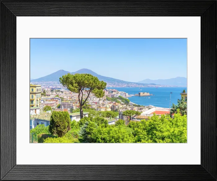 Framed Print : Naples, Campania, Italy. Panoramic view of the city and gulf