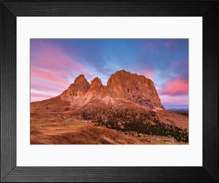 Framed Print : Sassolungo at Sunrise, Sella Pass, Dolomites, South Tyrol, Trentino, Italy Framed Print : Sassolungo at Sunrise, Sella Pass, Dolomites, South Tyrol, Trentino, Italy