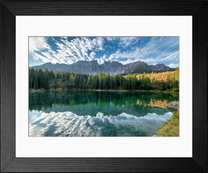 Framed Print : Lago di Carezza Reflections of Latemar Mountains, Dolomites, Trentino-Alto Adige, South Tyrol, Italy Framed Print : Lago di Carezza Reflections of Latemar Mountains, Dolomites, Trentino-Alto Adige, South Tyrol, Italy