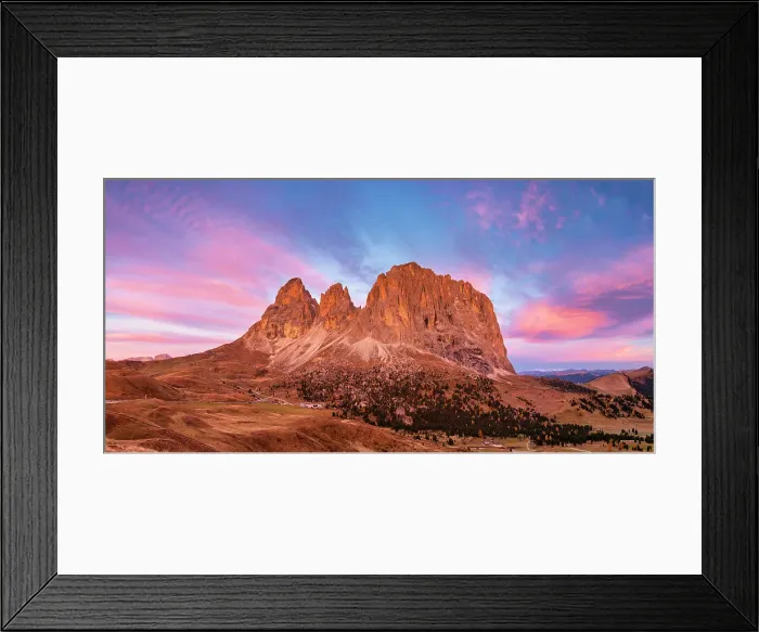 Framed Print : Sassolungo at Sunrise, Sella Pass, Dolomites, South Tyrol, Trentino, Italy Framed Print : Sassolungo at Sunrise, Sella Pass, Dolomites, South Tyrol, Trentino, Italy