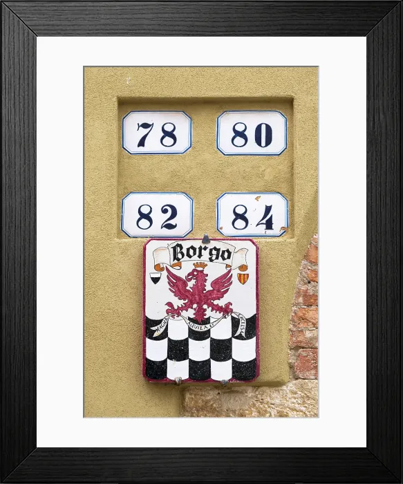 Framed Print : The Borgo district coat of arms of San Quirico d'Orcia, Tuscany, Italy Framed Print : The Borgo district coat of arms of San Quirico d'Orcia, Tuscany, Italy