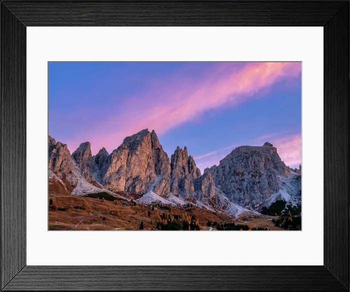 Framed Print : Gardena Pass at Sunrise, Dolomites, South Tyrol, Trentino Alto Adige, Italy Framed Print : Gardena Pass at Sunrise, Dolomites, South Tyrol, Trentino Alto Adige, Italy