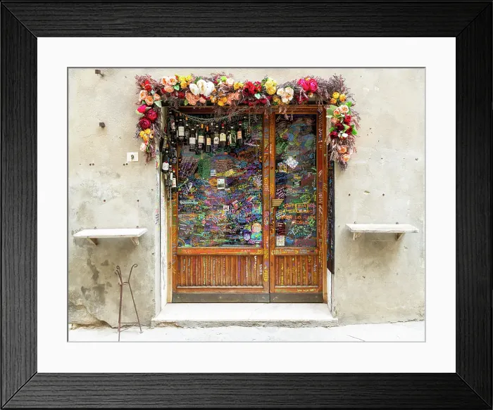 Framed Print : Wine bar entrance in Pienza, Val d'Orcia, Tuscany, Italy Framed Print : Wine bar entrance in Pienza, Val d'Orcia, Tuscany, Italy
