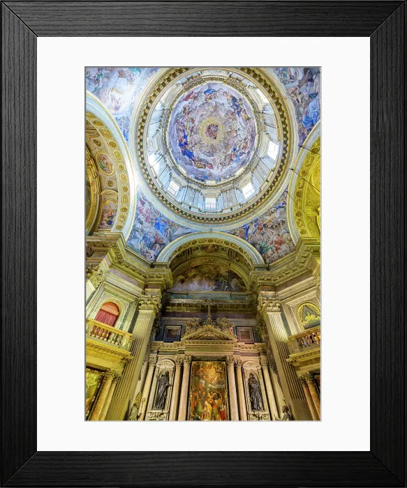Framed Print : Low angle view of the decorated golden dome inside San Gennaro chapel, Duomo, Naples, Italy Framed Print : Low angle view of the decorated golden dome inside San Gennaro chapel, Duomo, Naples, Italy