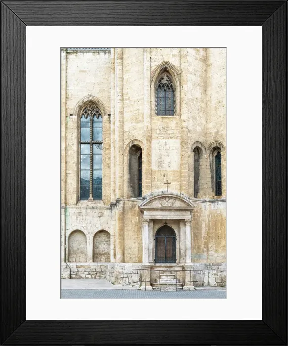 Framed Print : Facade details of the Church of San Francesco (the Basilica di San Francesco) in Piazza del Popolo, Ascoli Piceno, Marche, Italy