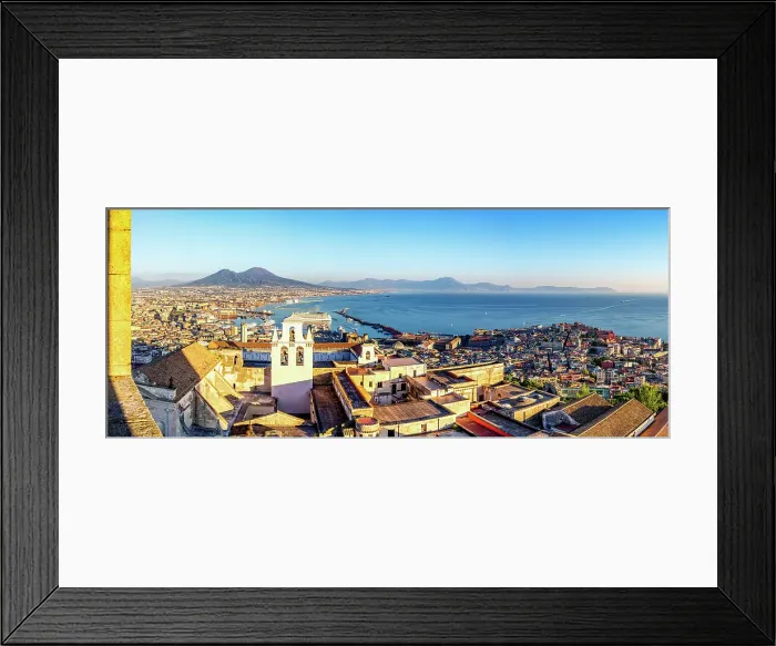 Framed Print : Ancient monastery and Gulf of Naples with Vesuvius seen from Sant'Elmo castle, Vomero hill, Naples, Campania, Italy Framed Print : Ancient monastery and Gulf of Naples with Vesuvius seen from Sant'Elmo castle, Vomero hill, Naples, Campania, Italy
