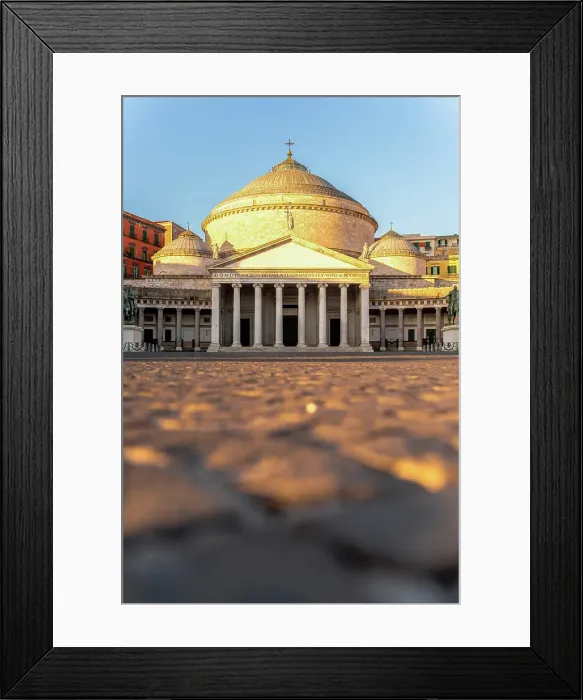Framed Print : Ancient Basilica di San Francesco di Paola at sunrise, Piazza del Plebiscito, Naples, Italy Framed Print : Ancient Basilica di San Francesco di Paola at sunrise, Piazza del Plebiscito, Naples, Italy