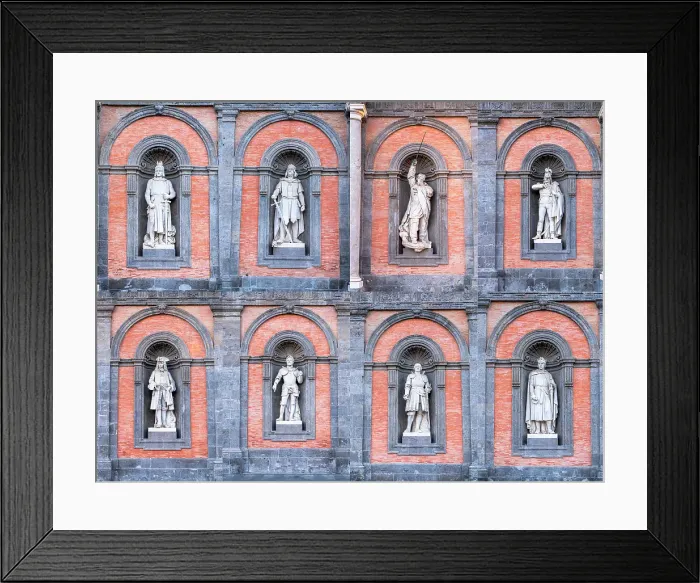Framed Print : Details of old statues in the niches of the Royal Palace facade, Piazza del Plebiscito, Naples, Campania, Italy Framed Print : Details of old statues in the niches of the Royal Palace facade, Piazza del Plebiscito, Naples, Campania, Italy