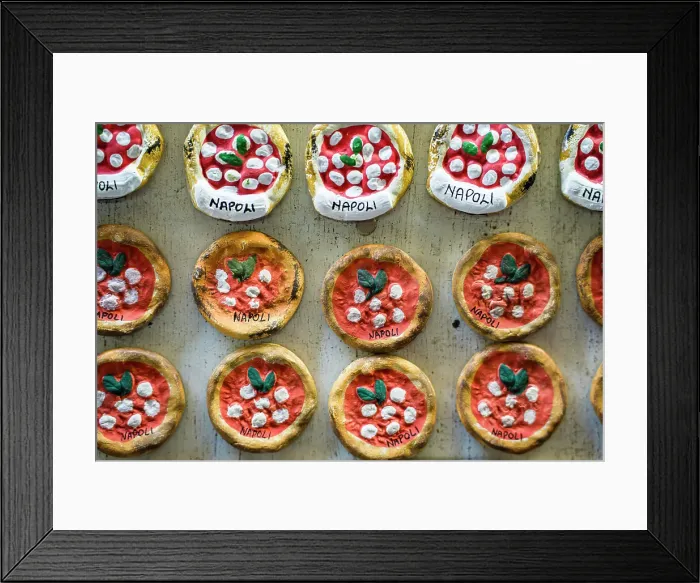 Framed Print : Souvenirs in shape of the iconic Italian pizza, Naples, Campania, Italy Framed Print : Souvenirs in shape of the iconic Italian pizza, Naples, Campania, Italy