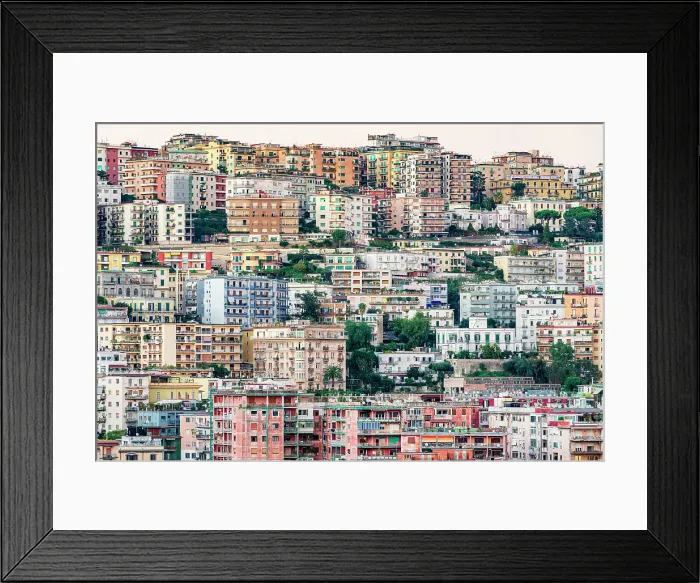 Framed Print : Residential colorful buildings of Vomer hill district, Naples, Campania, Italy Framed Print : Residential colorful buildings of Vomer hill district, Naples, Campania, Italy