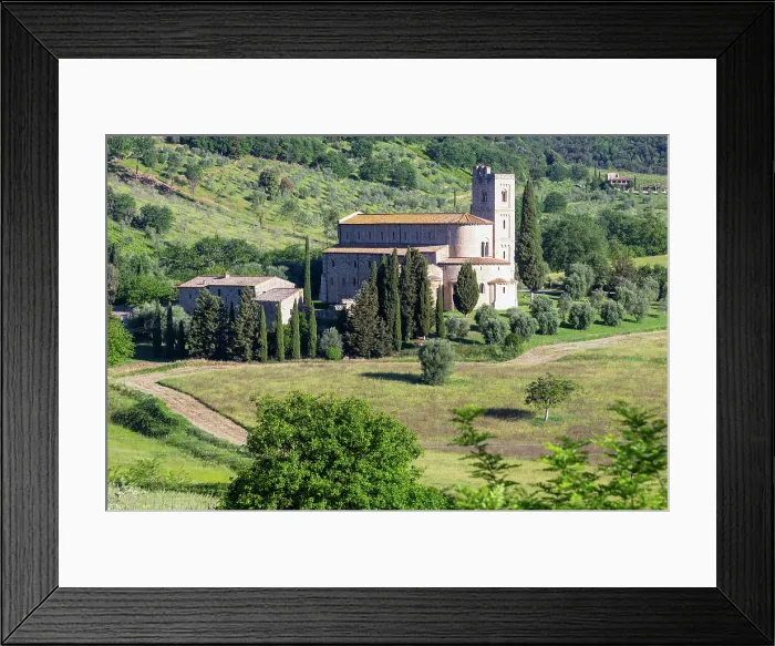 Framed Print : The Abbey of Sant'Antimo (Abbazia di Sant'Antimo), a former Benedictine monastery in the commune of Montalcino, Province of Siena, Tuscany, Italy Framed Print : The Abbey of Sant'Antimo (Abbazia di Sant'Antimo), a former Benedictine monastery in the commune of Montalcino, Province of Siena, Tuscany, Italy