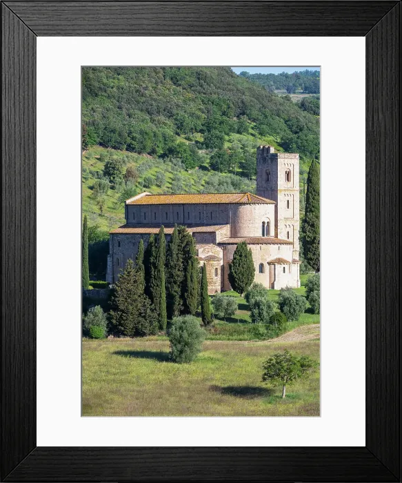 Framed Print : The Abbey of Sant'Antimo (Abbazia di Sant'Antimo), a former Benedictine monastery in the commune of Montalcino, Province of Siena, Tuscany, Italy