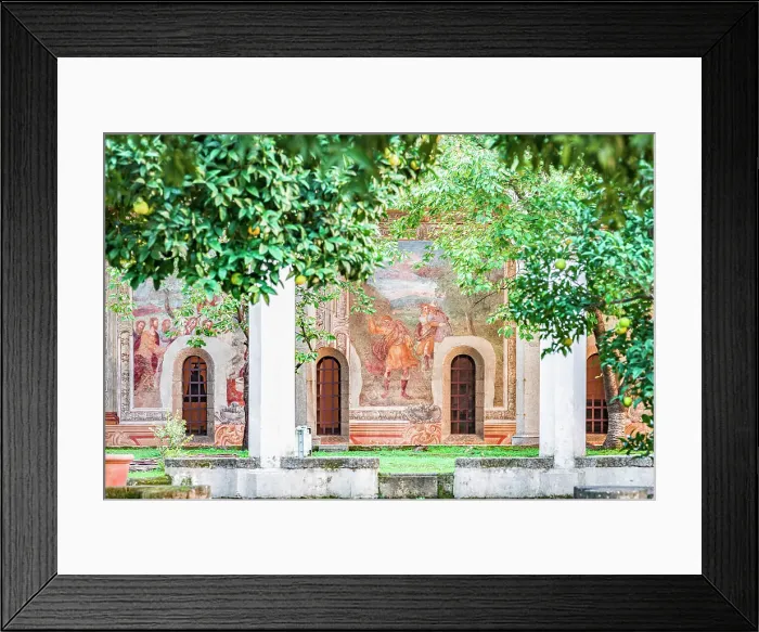 Framed Print : Frescoes in the cloister of Santa Chiara basilica, Naples, Italy Framed Print : Frescoes in the cloister of Santa Chiara basilica, Naples, Italy