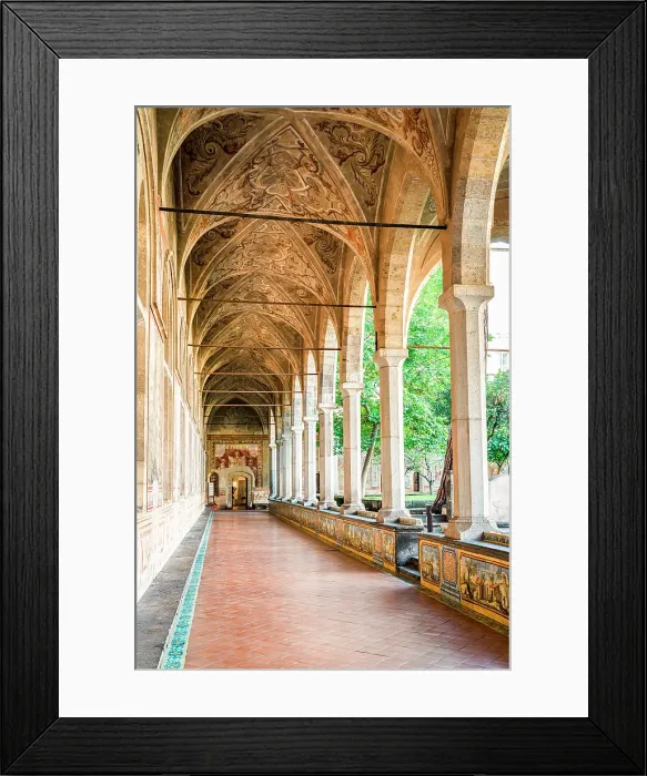 Framed Print : Frescos on the arched ceiling and walls in the cloister of Santa Chiara monastery, Naples, Italy Framed Print : Frescos on the arched ceiling and walls in the cloister of Santa Chiara monastery, Naples, Italy