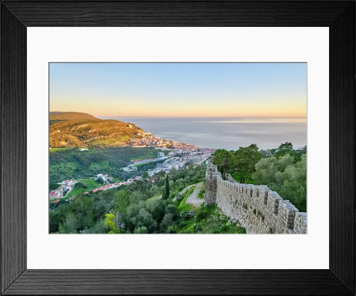 Framed Print : Castle hill. Sesimbra castle dating back to the IX century. Portugal